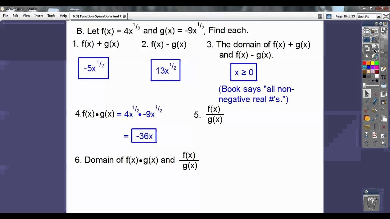 Function Operations and Composition - Section 6.3