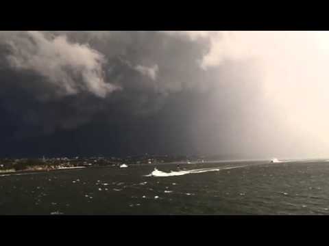 Navigating into Hail Storm on Manly Ferry Narrabeen.