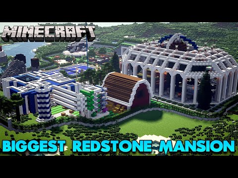 Minecraft : Visiting & Vlogging The Biggest Redstone Mansion (100+ Redstone Creations) | RANDOMIZED
