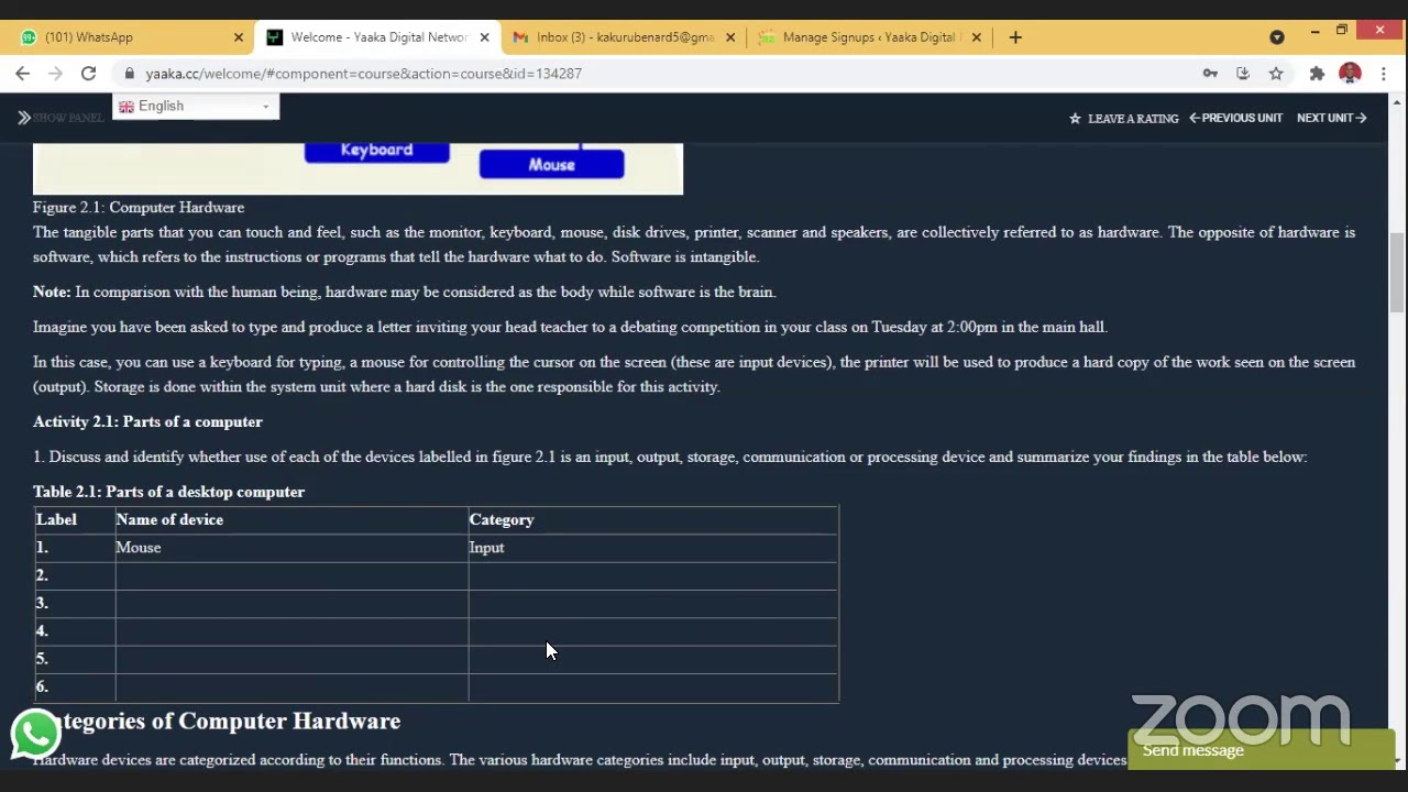 Senior One ICT Class Session (Topic: Computer Hardware)
