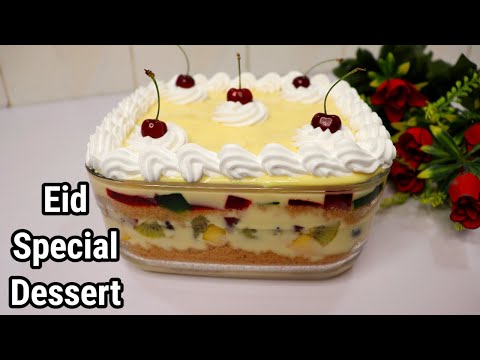 Fruit Custard Trifle Delight Recipe (Eid Special) | Quick & Easy Fruit Custard Trifle | Eid Dessert