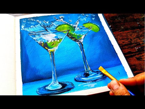 Martini Drinks | Acrylic Still life painting Step by step