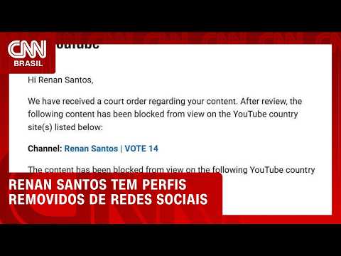 Renan Santos tem perfis removidos de redes sociais após decisão de Toffoli | LIVE CNN