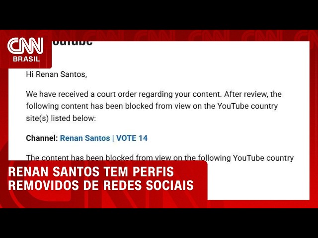 Renan Santos tem perfis removidos de redes sociais após decisão de Toffoli | LIVE CNN