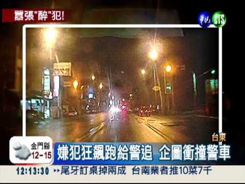 醉漢狂飆沿路撞 警追逐開槍攔截