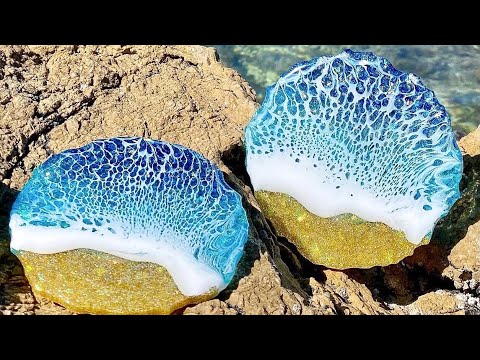 Beautiful Lacing in This Resin Ocean Serving Board