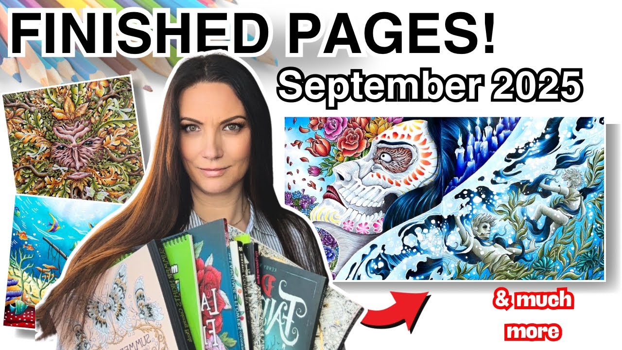 What I Coloured in SEPTEMBER 2025 – Finished Pages & WIPs | Adult Colouring