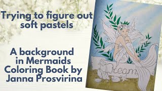 Experimenting with a soft pastel background for a Mermaid coloring page