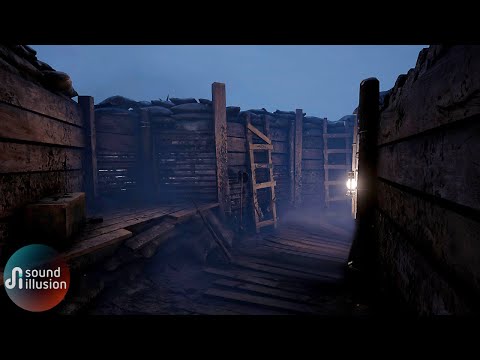 Night In A Foggy Trench - WW1 Ambience | Distant Artillery & Thunderstorms