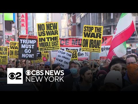 New Yorkers flood Times Square to protest military strikes in Iran