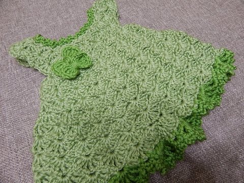 Vestido pistache para bebé a crochet