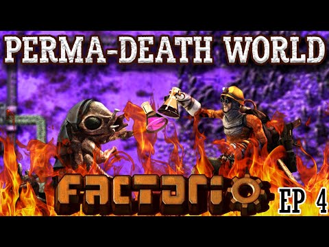 Surrounded by Biter Attacks | FACTORIO: PERMA-DEATHWORLD - Ep 4