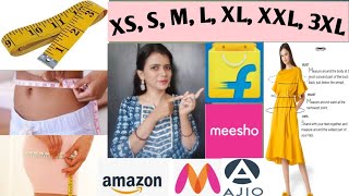 Meaning of XS ,S, M, L, XL on garments cloths || online shopping size guide