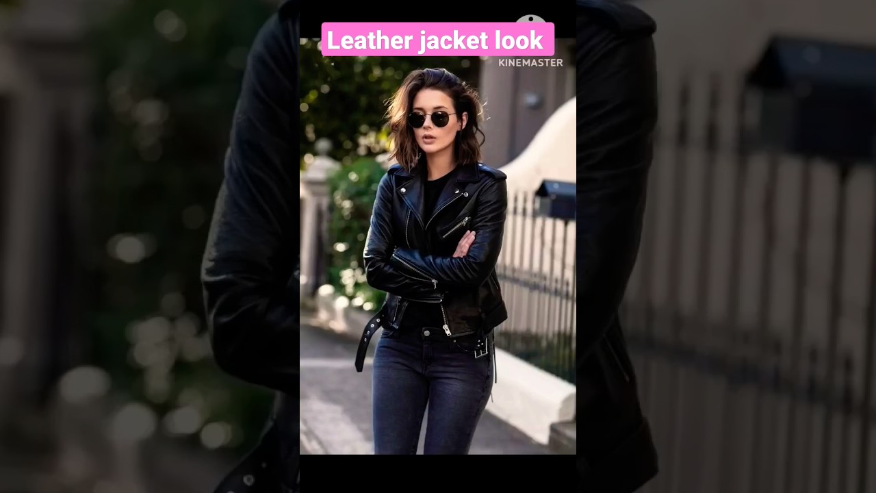 Leather jacket look women #shorts #viral #trending #fashion