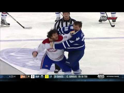 Frazer McLaren vs Brandon Prust fight April 13 2013 Montreal Canadiens vs Toronto Maple Leafs NHL