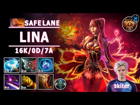 Lina Safe Lane Carry | 7.32d | skiter Pos 1 Lina Play | Dota 2 Immortal Gameplay