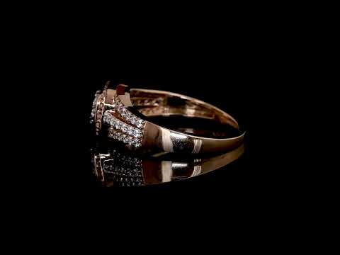 Cushion-Shaped Diamond Halo Cluster Ring with Triple Row Band
