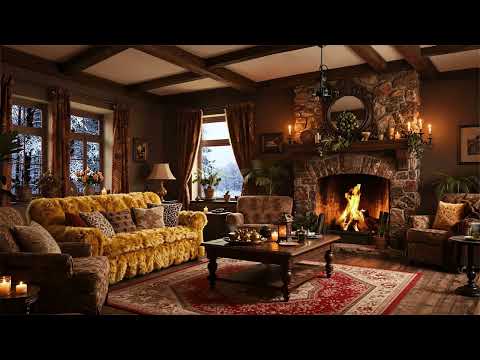 Peaceful Piano by Fireplace in Cozy Winter Ambience