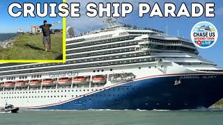 Windy Chaos as 5 Cruise Ships Depart Port Canaveral! (LIVE REPLAY)