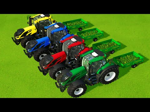 LOAD & TRANSPORT WATERMELONS WITH COLORED LAMBORGHINI TRACTORS - Farming Simulator 22