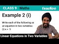 Example 2 (i) - Write each as an equation in two variables: x = -4 - Teachoo