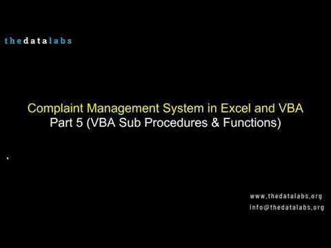 Complaint Management System in EXCEL and VBA ( part 5 )