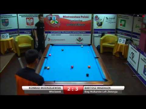 Mistrzostwa Polski Juniorów w Bilard 9 bil-Kielce 2014 Modrzejewski-Migdałek