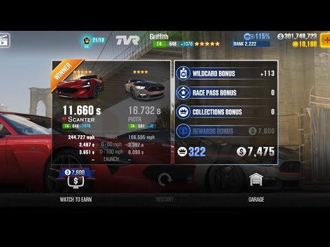 CSR2 - Griffith (tires stock) (1/2 mile) - tune & shift for Tournaments (day 2) - 11.660