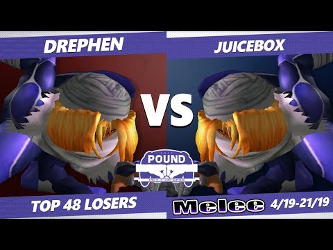 Pound 2019 SSBM -  Drephen (Sheik) VS  Juicebox (Sheik) Smash Melee Top 48 Losers