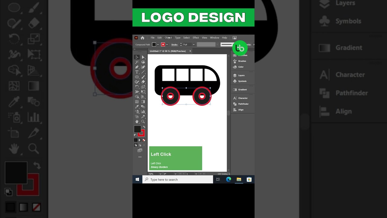 Bus logo design tutorial | adobe illustrator tutorial | Breezy Borders