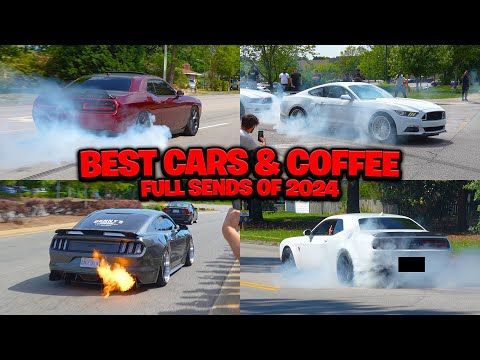 Best of Cars Leaving Cars & Coffee in 2024!! (Burnouts, Full Sends, Drifting etc)