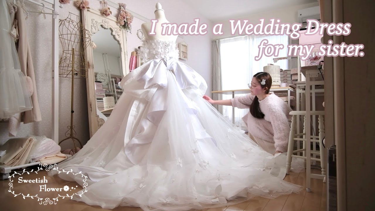 【独学ドレス作り】妹へ贈る、世界に一つの手作りウェディングドレス🕊️　DIY / Dress making