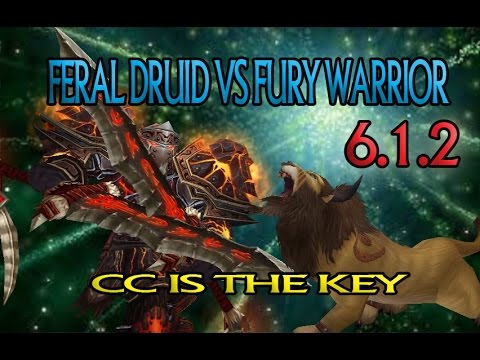 Feral Druid vs Fury Warrior  CC is The Key World of Warcraft wow pvp wod 6.1.2