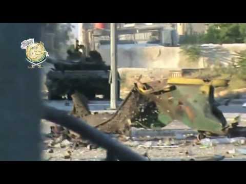 تدمير دبابة تي 72 وقتل طاقمها من قبل لواء سيوف الحق قرب كراجات العباسيين في مدينة دمشق