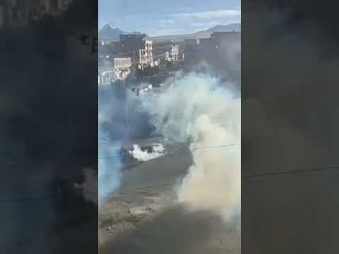 Policía interviene bloqueo en puente Seke, ruta a laja, con uso de agentes químicosEfe Puente seke .