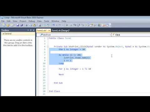 For Next Loop In Visual Basic Tutorial With A List Box Vb Net Algorithm