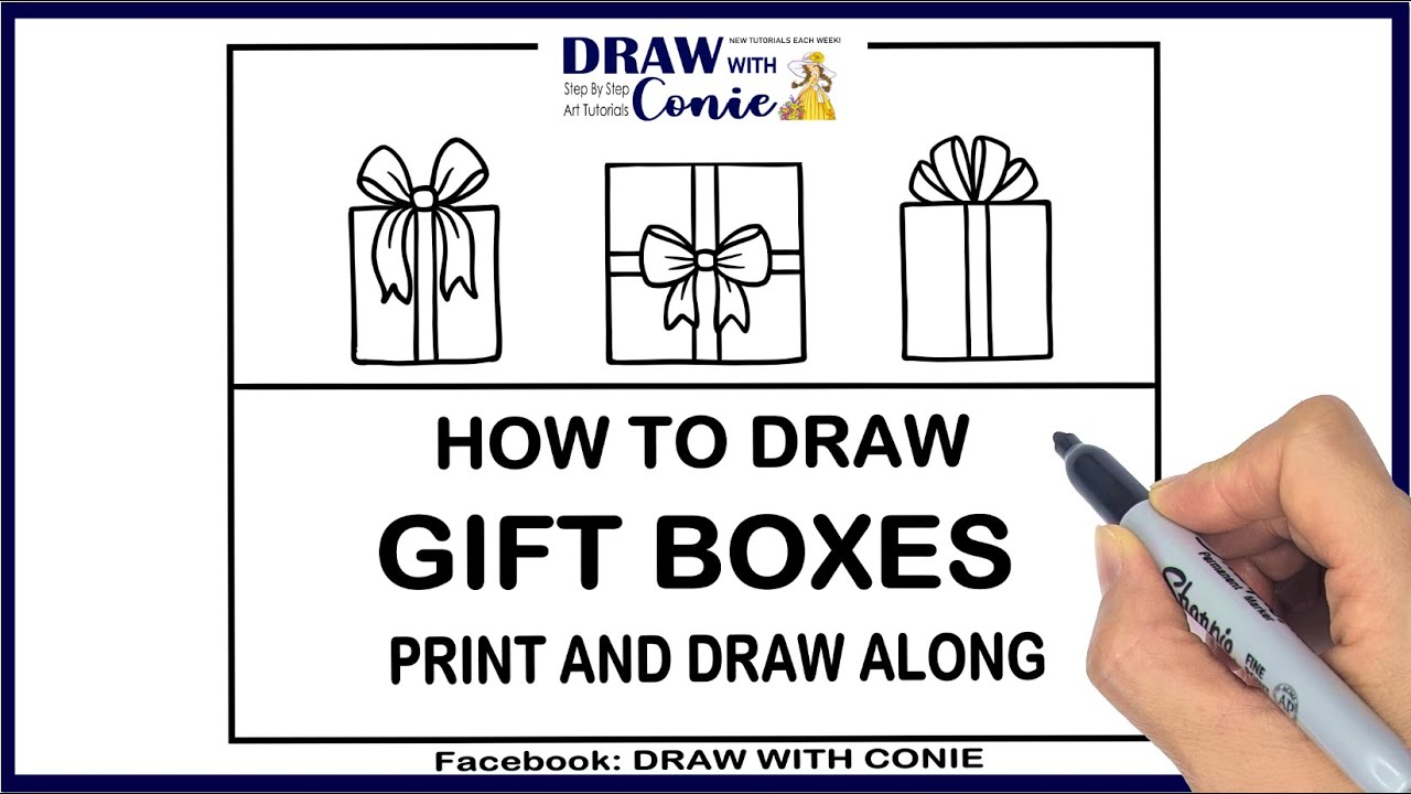 How to draw gift box EASY kids step by step beginner drawing tutorial #drawingforkids