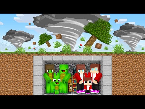 MIKEY vs JJ Family: EPIC TORNADO vs. Doomsday Bunker in Minecraft!
