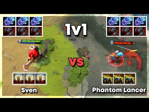 Sven vs Phantom Lancer with 3x Moon Shards and 3x Satanic - Dota 2 1v1