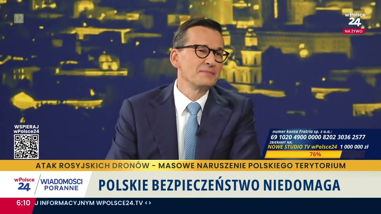 Wiadomości Poranne wPolsce24. Pilne! Ogromna ilość Rosyjskich dronów nad...