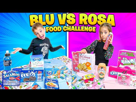 FIGLIACHIARA E FIGLIODIEGO MANGIANO SOLO CIBO ROSA vs AZZURRO PER UN GIORNO 24 ORE COLORE CHALLENGE!