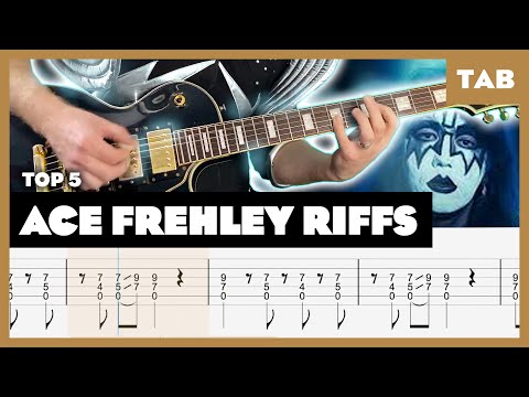 KISS - Top 5 Ace Frehley Riffs - Guitar Tab | Lesson | Cover | Tutorial