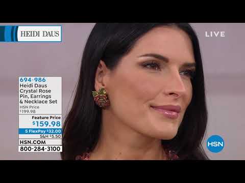 Heidi Daus Crystal Rose Pin, Earrings and Necklace Set