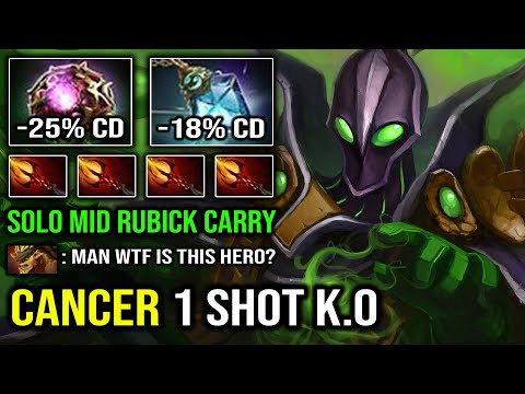 CANCER MAGIC RUBICK 1 Shot Any Hero Solo Mid with Spell Steal Dagon & 38% CD Reduction Dota 2