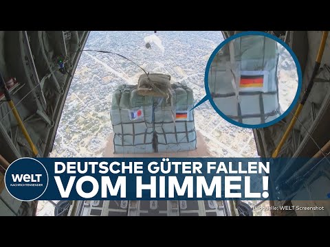 GAZA-NOTLAGE: Deutsche Hilfen über Luftraum abgeworfen - Essensversorgung für tausende Menschen!