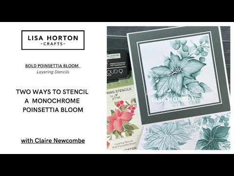 CLAIRE STENCILS A MONOCHROME POINSETTIA BLOOM, USING ANTHRACITE CLOUD 9 BLENDING INK