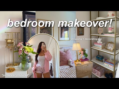 BEDROOM MAKEOVER✨🪞: my pinterest dream bedroom transformation | shopping, decorating & organizing