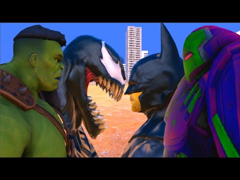 Hulk & Venom vs BatMan & Hulkbuster - EPIC Fight