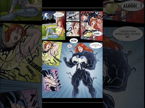 Female muscle cartoon comic Mary Jane muscle grow as Venom host