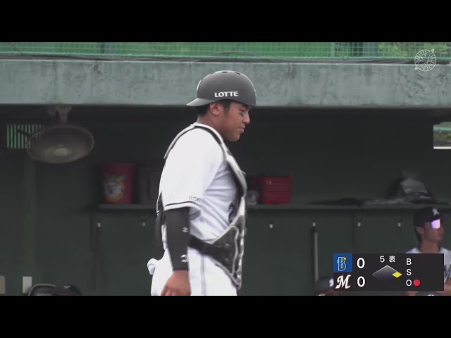 【ファーム】マリーンズ・松川虎生 飛び出した走者の動きを見逃さずアウトを奪う好プレー!! 2025年8月9日 千葉ロッテマリーンズ 対 横浜DeNAベイスターズ